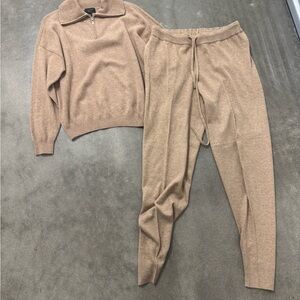 Charter Club Tan Track Pants & Sweater Set